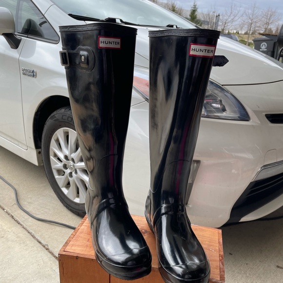 Oxford Leather Waterproof Motorcycle Hunter Wellington Boots - Black, Pull-On Ankle Boots